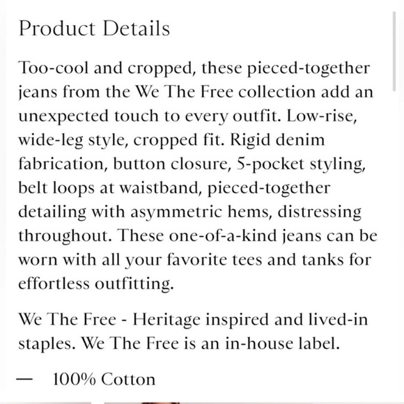 Free People We The Free Ripple Wide-Leg Pieced Cropped Jeans- 24 - Picture 9 of 9